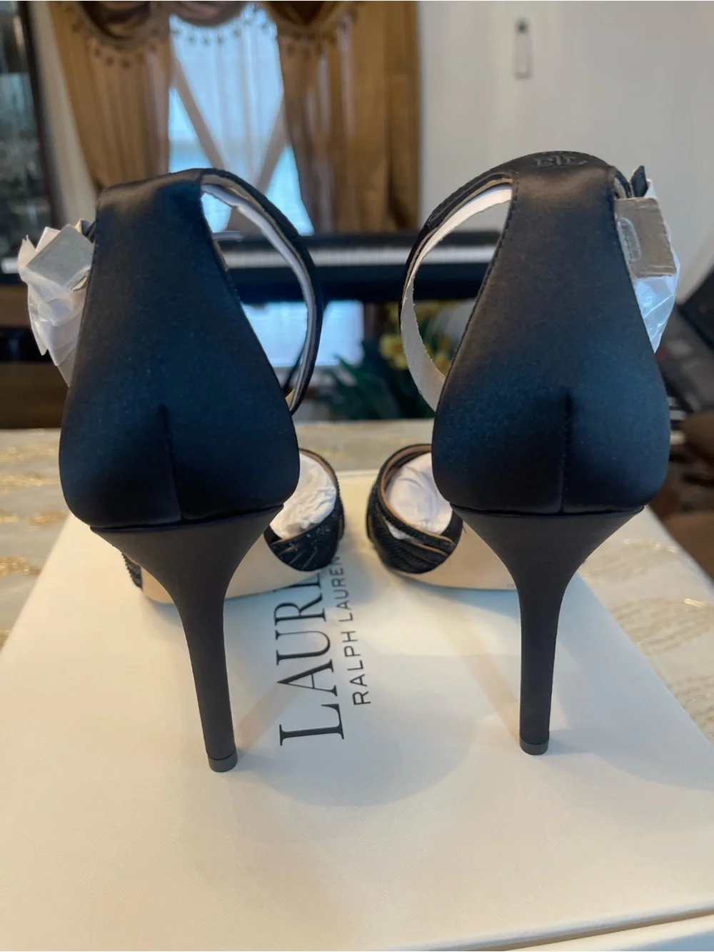 NWB Lauren Ralph Lauren women’s Allie embellished multistrap sandals black 8.5